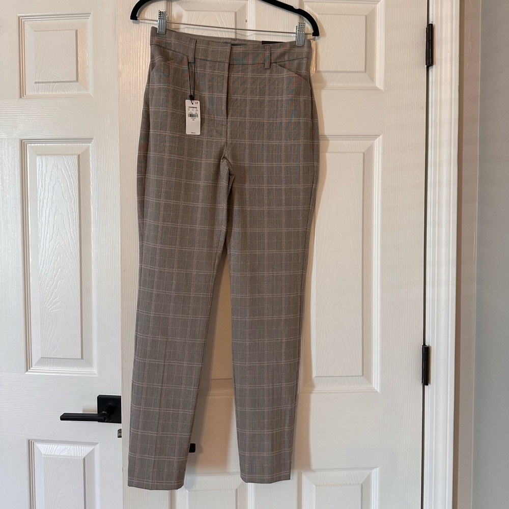 Express Women's Tan Plaid Ankle Pants